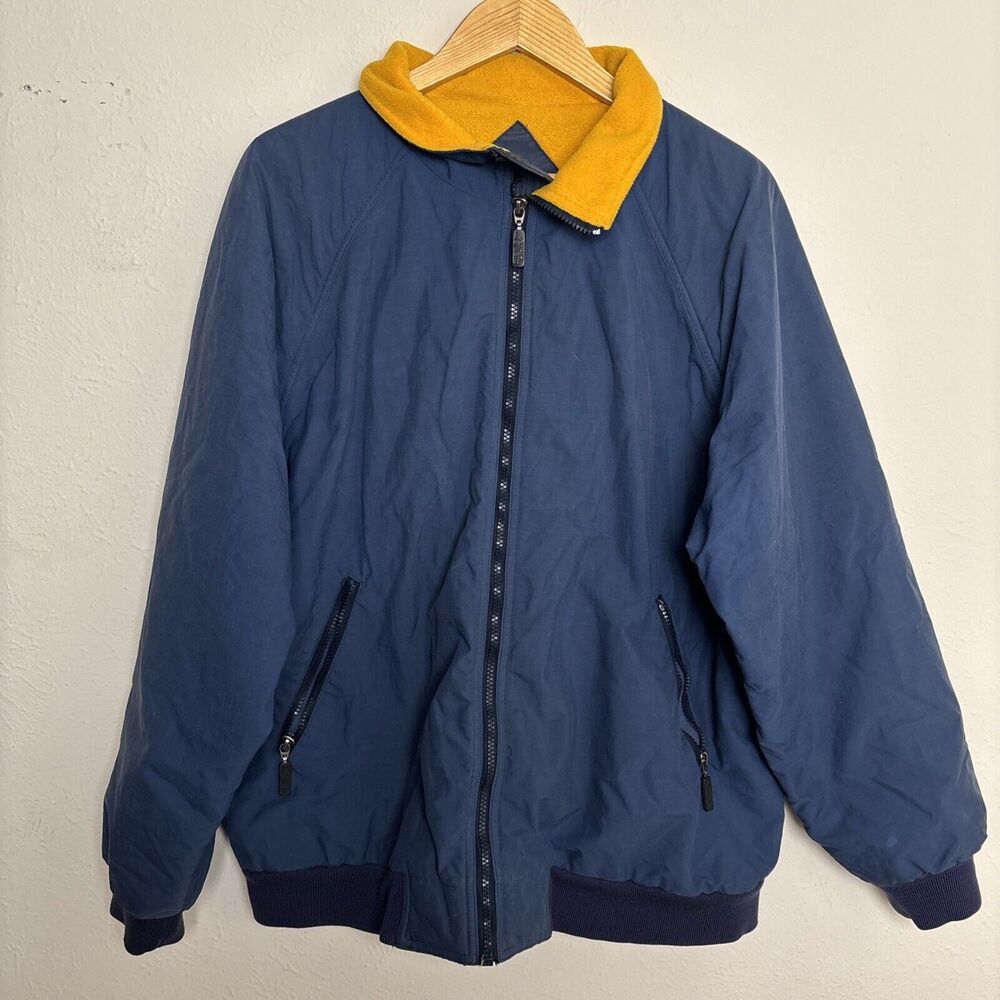 Vintage LAKE ‘N TRAIL Fleece Lined Jacket Men’s Size Large Navy Blue Zip Up